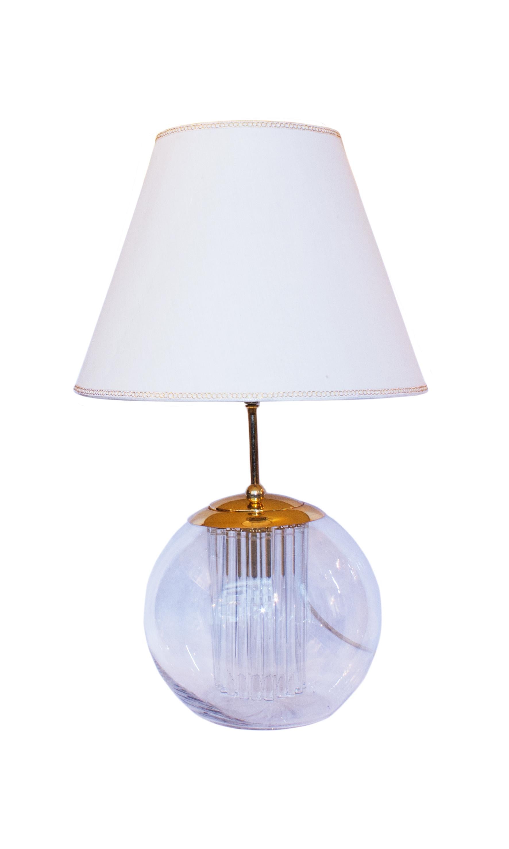 Modern Special glass sphere with inner glass rod table lamp, model from 1965 For Sale