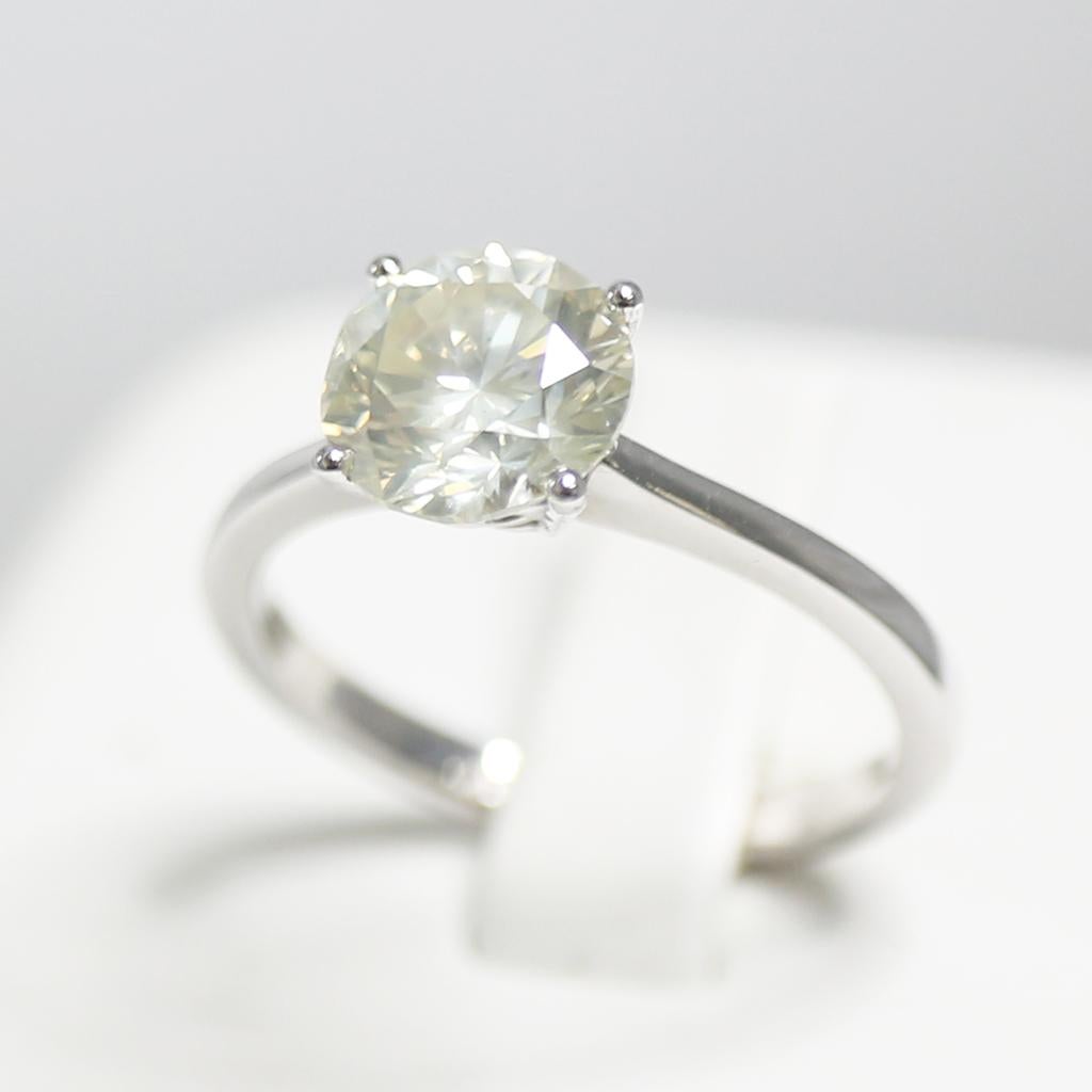 Round Cut *Sale* GWLab Certified 18K 2.15 Ct Diamond 4 Prongs Engagement Ring