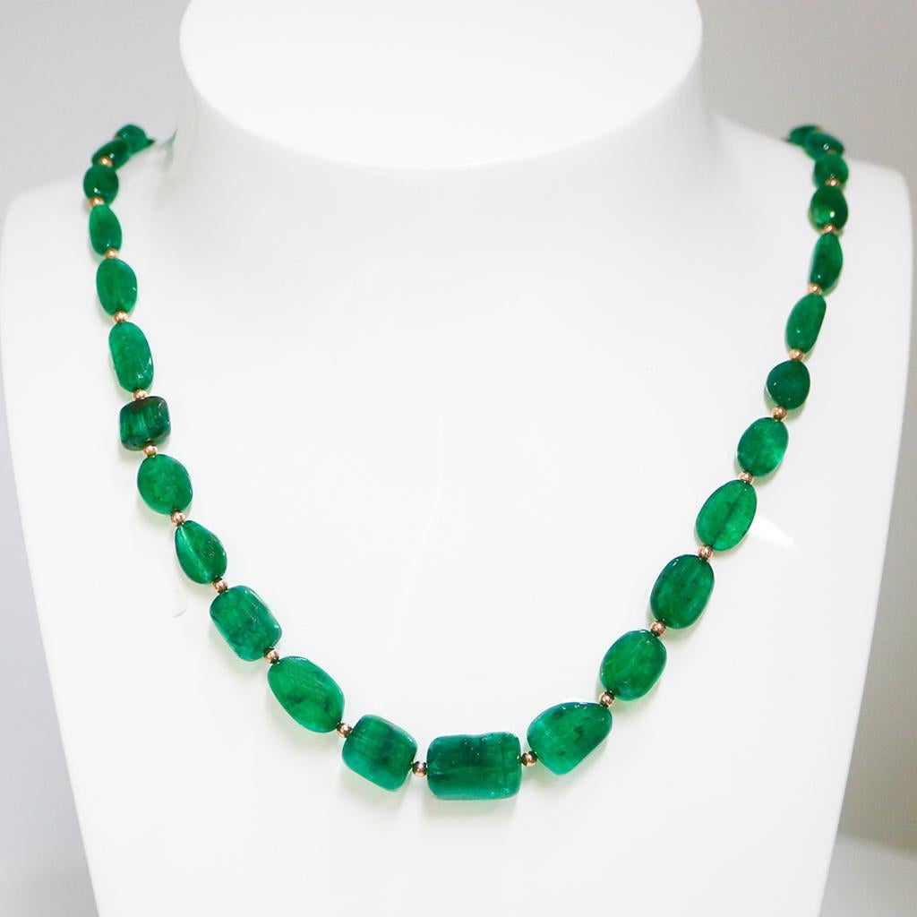 *IGI 14K Rose Gold 111.40 Ct Emerald&Diamonds Antique Art Deco Style Necklace *

Pairs of IGI-certified natural green Emerald as the center stone weighing 111.40 ct in freeform design make the necklace very luxurious and outstanding.  

The necklace