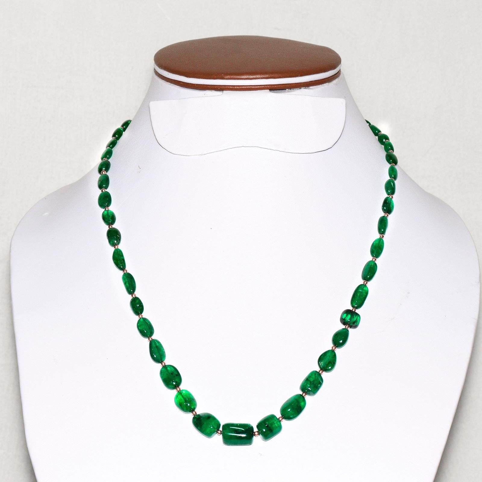 Contemporary IGI 14K 111.40 Ct Emerald Antique Art Deco Style Necklace For Sale