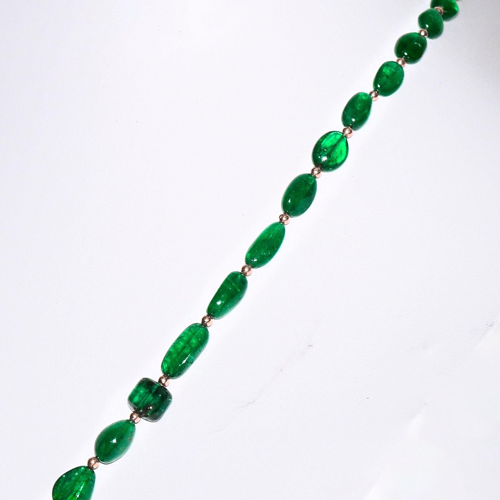 IGI 14K 111.40 Ct Emerald Antique Art Deco Style Necklace In New Condition For Sale In Kaohsiung City, TW