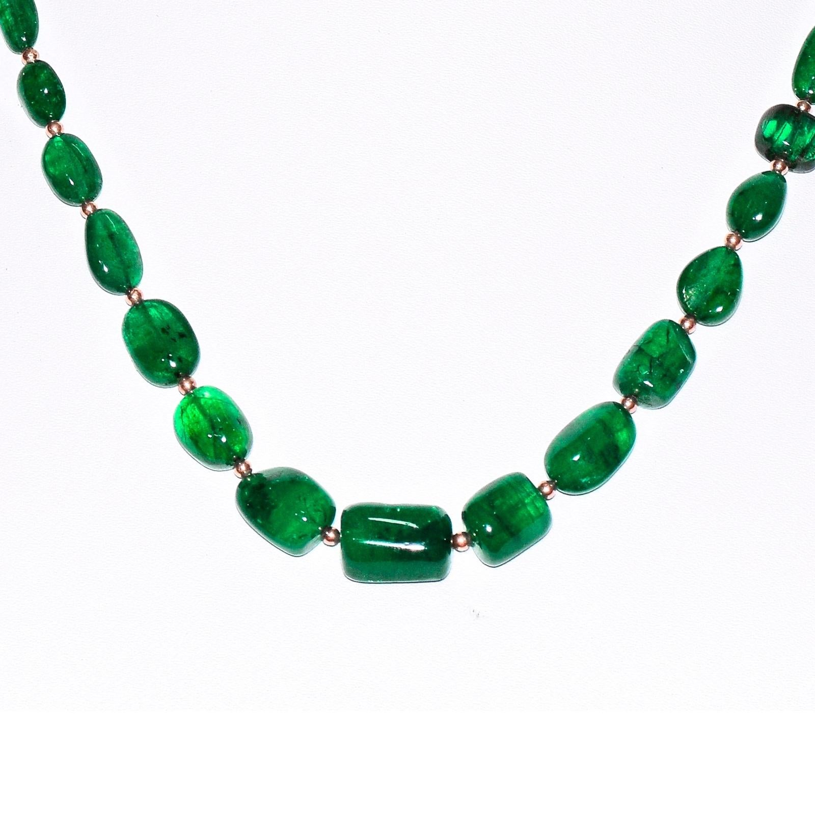 Women's IGI 14K 111.40 Ct Emerald Antique Art Deco Style Necklace For Sale