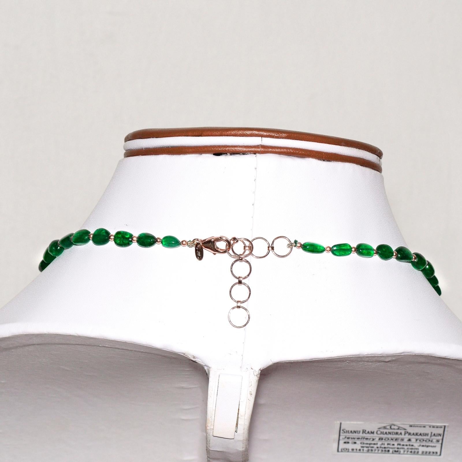 IGI 14K 111.40 Ct Emerald Antique Art Deco Style Necklace For Sale 1