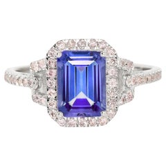 *Special* IGI 14K 1.47 ct Tanzanite&Pink Diamond Antique Engagement Ring