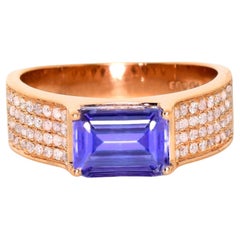 *Special* IGI 14K 1.57 ct Tanzanite&Pink Diamond Antique Engagement Ring
