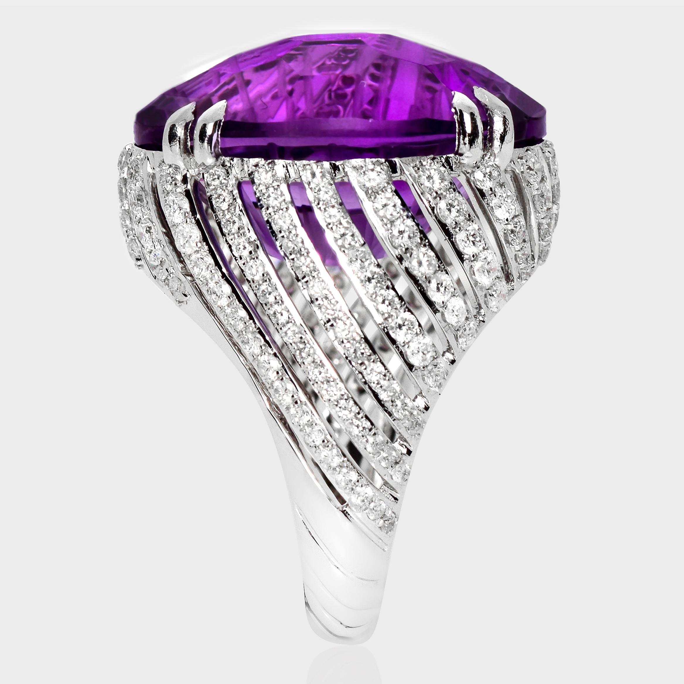 De las mujeres *Especial* IGI 14K 16,87 ct Vivid Amatista Diamantes Anillo de compromiso antiguo en venta