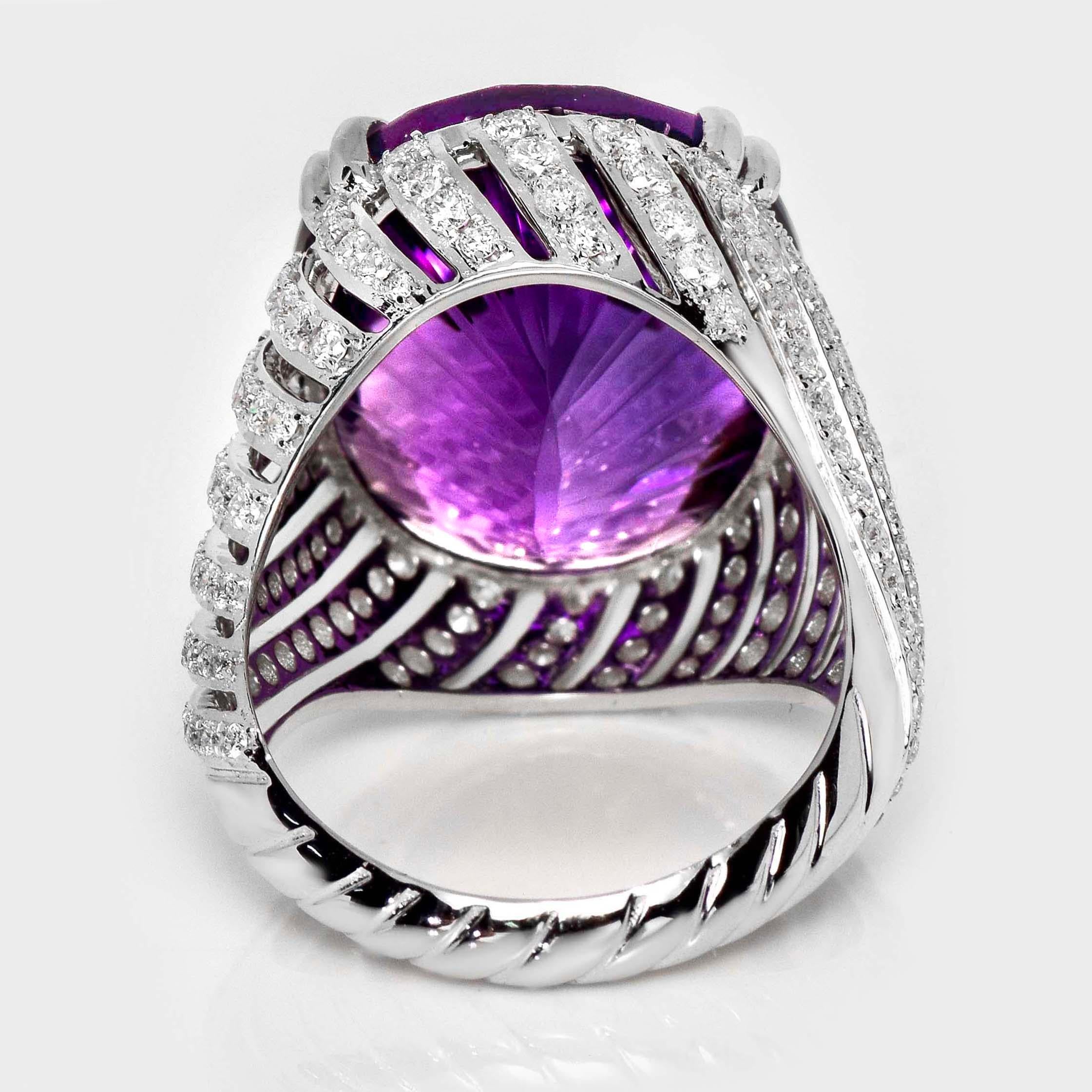 *Especial* IGI 14K 16,87 ct Vivid Amatista Diamantes Anillo de compromiso antiguo en venta 2