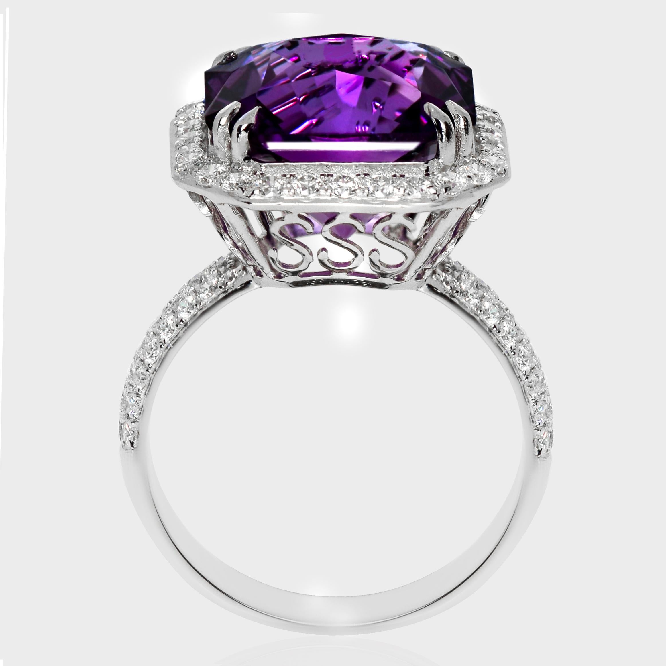 *Especial* IGI 14K 7,24 ct Vivid Amatista Diamantes Anillo de compromiso antiguo en Nuevo estado para la venta en Kaohsiung City, TW