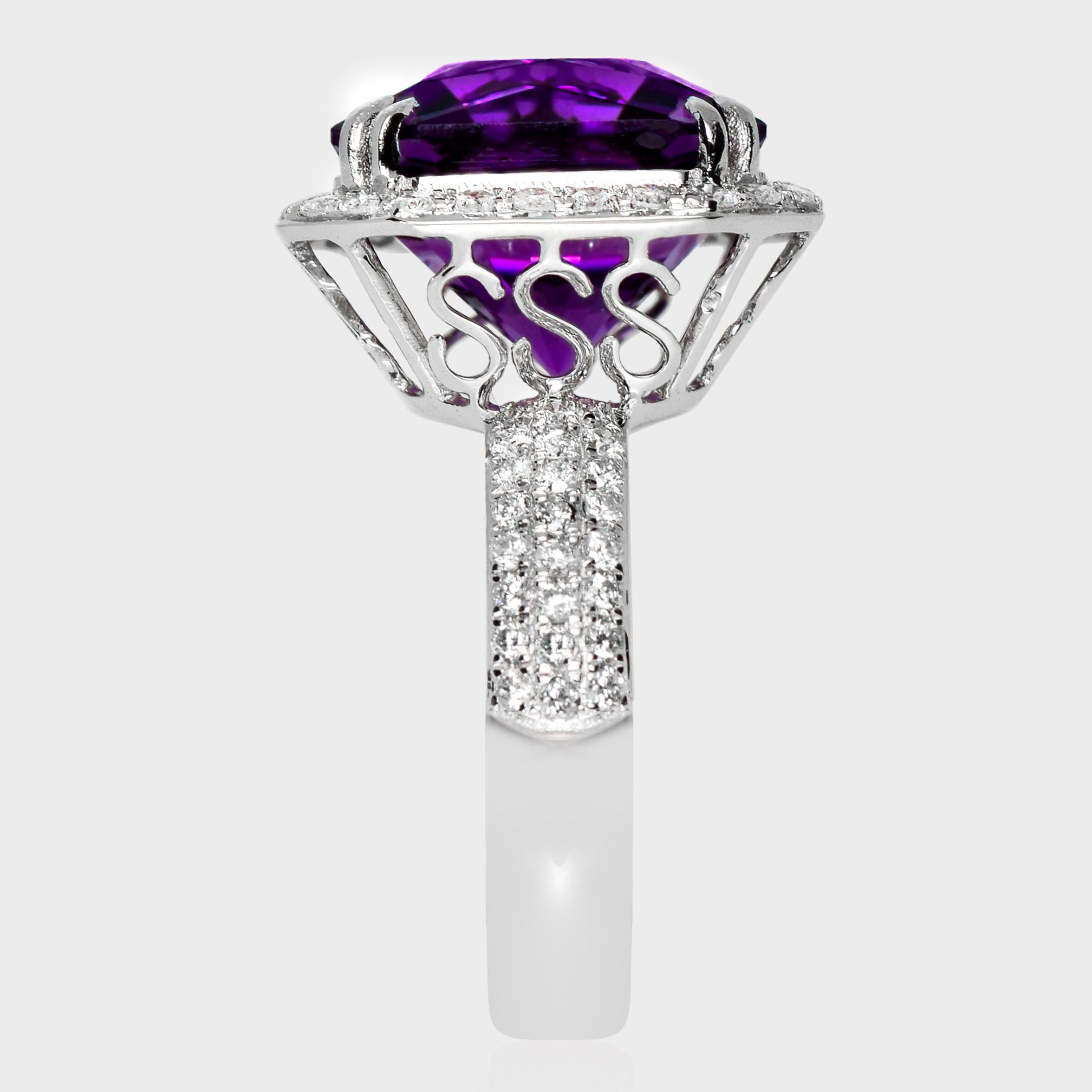 De las mujeres *Especial* IGI 14K 7,24 ct Vivid Amatista Diamantes Anillo de compromiso antiguo en venta