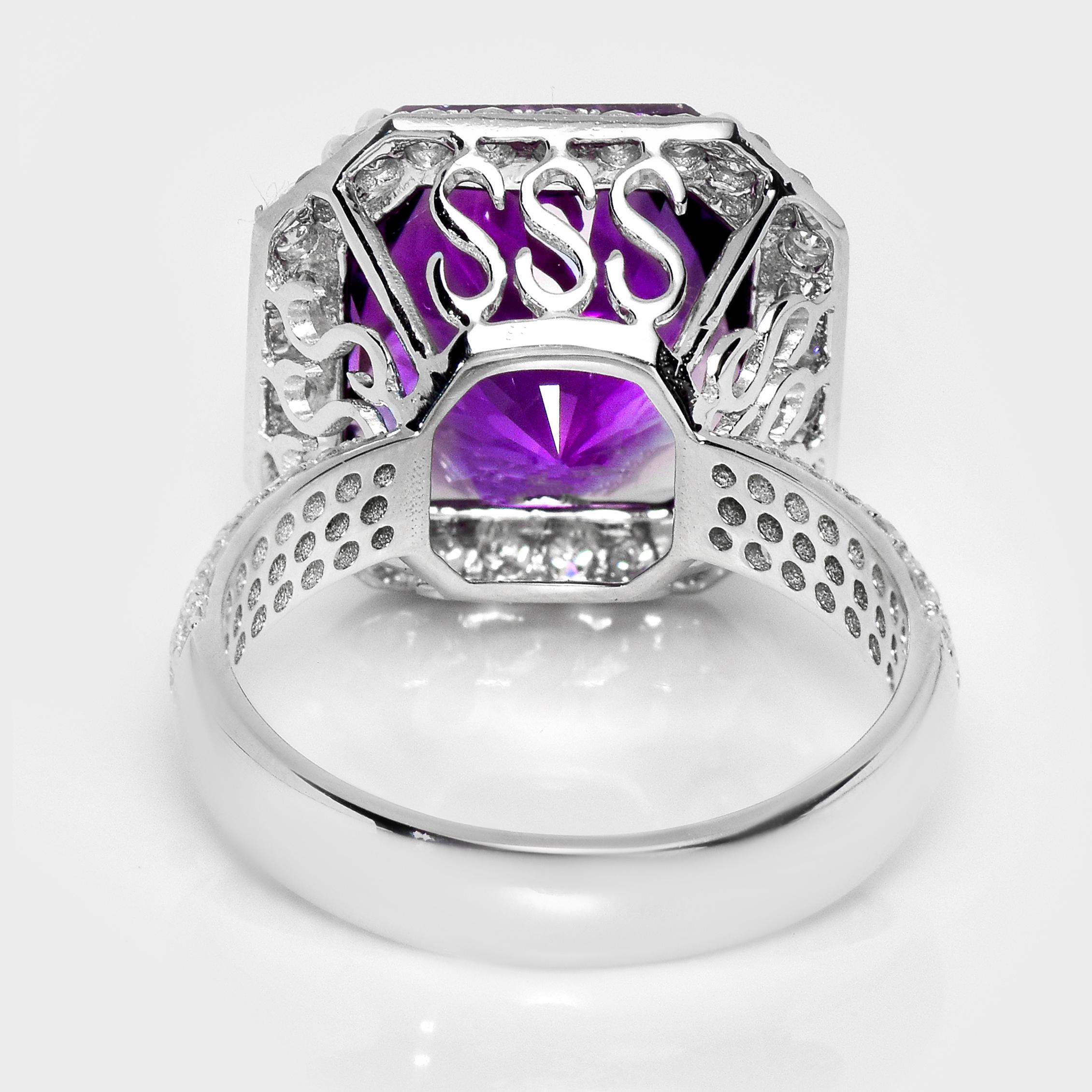 *Especial* IGI 14K 7,24 ct Vivid Amatista Diamantes Anillo de compromiso antiguo en venta 2