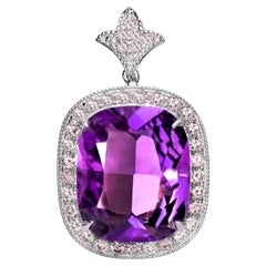 *Collier IGI 14K 9,76 ct Améthyste&0,75 ct Pink Diamond