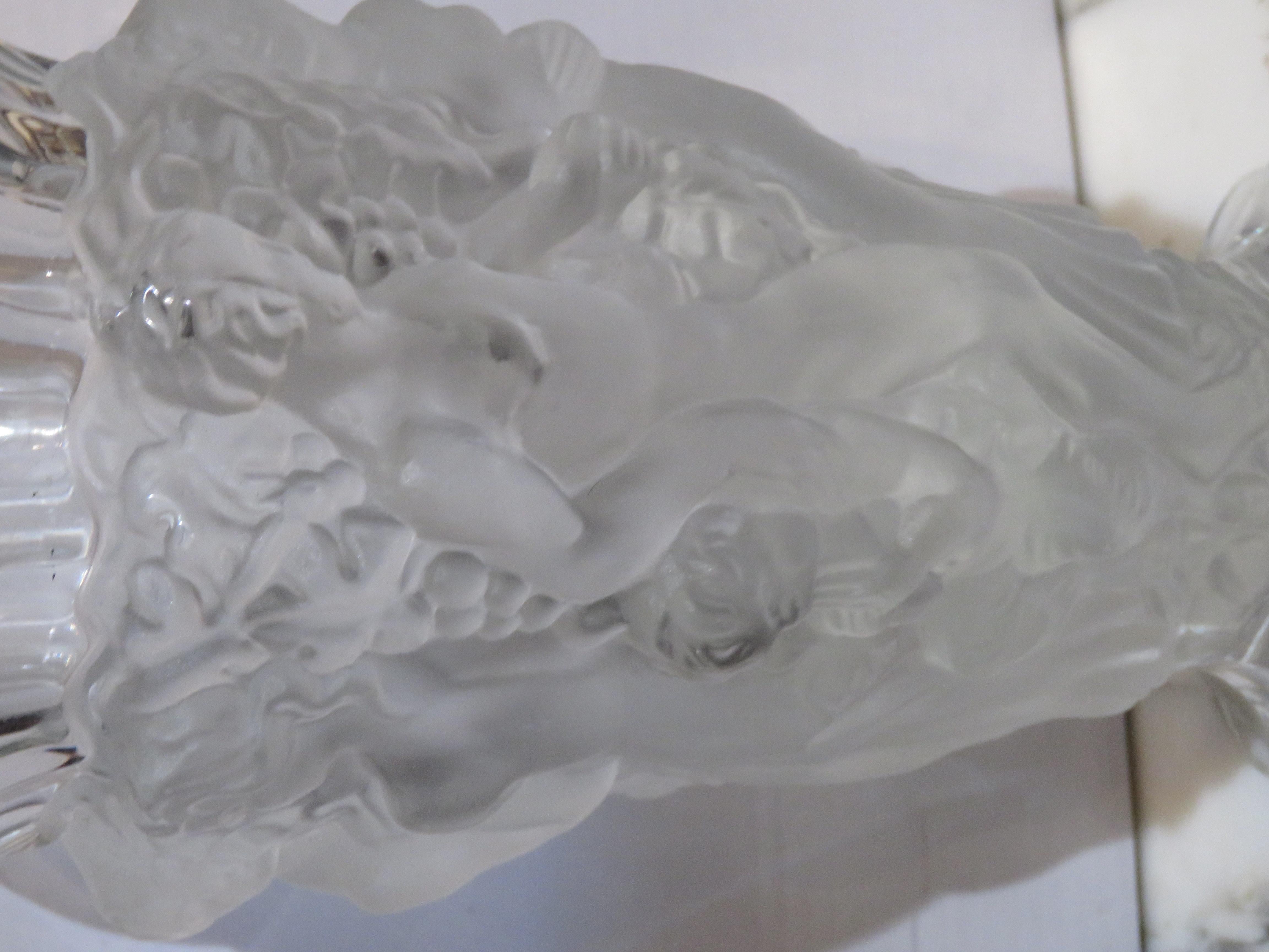 French Special! Impressive Large Deluxe Dancing NUDE Standing Glass Sculpture Vase For Sale
