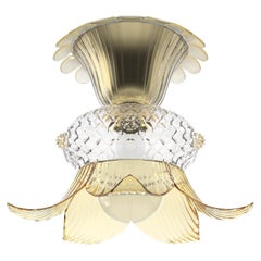 Special lamp custom made clear Murano glass and gold