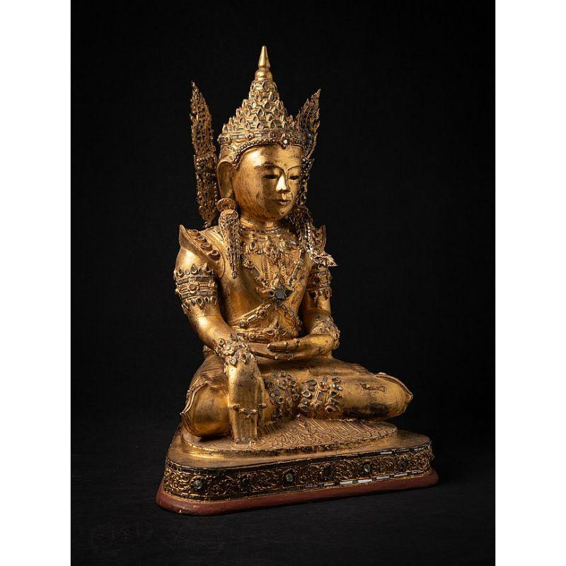 Special Large Antique Crowned Buddha Statue from Burma For Sale 4