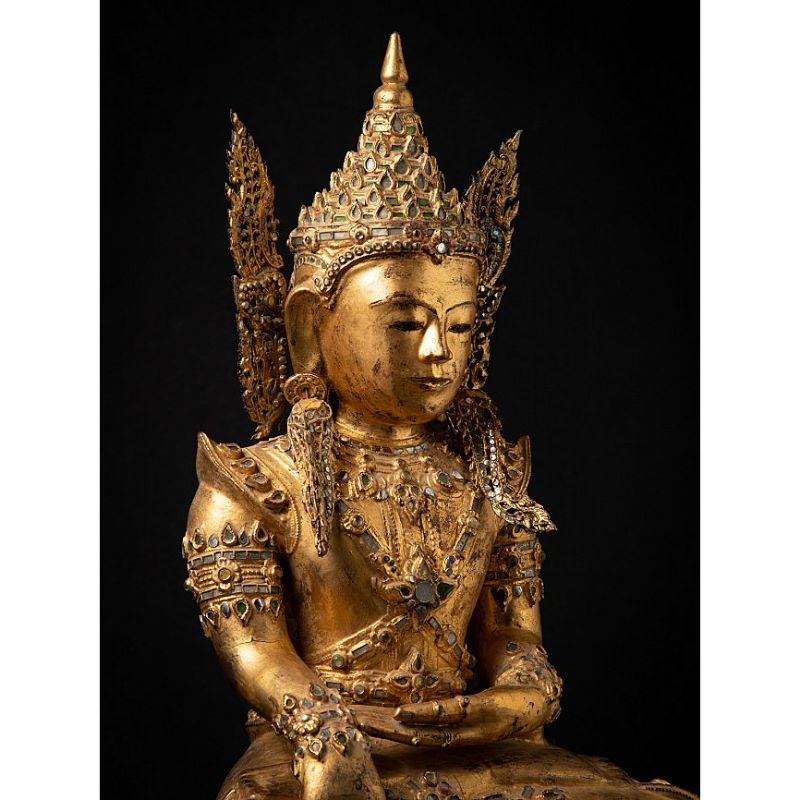 Special Large Antique Crowned Buddha Statue from Burma For Sale 5