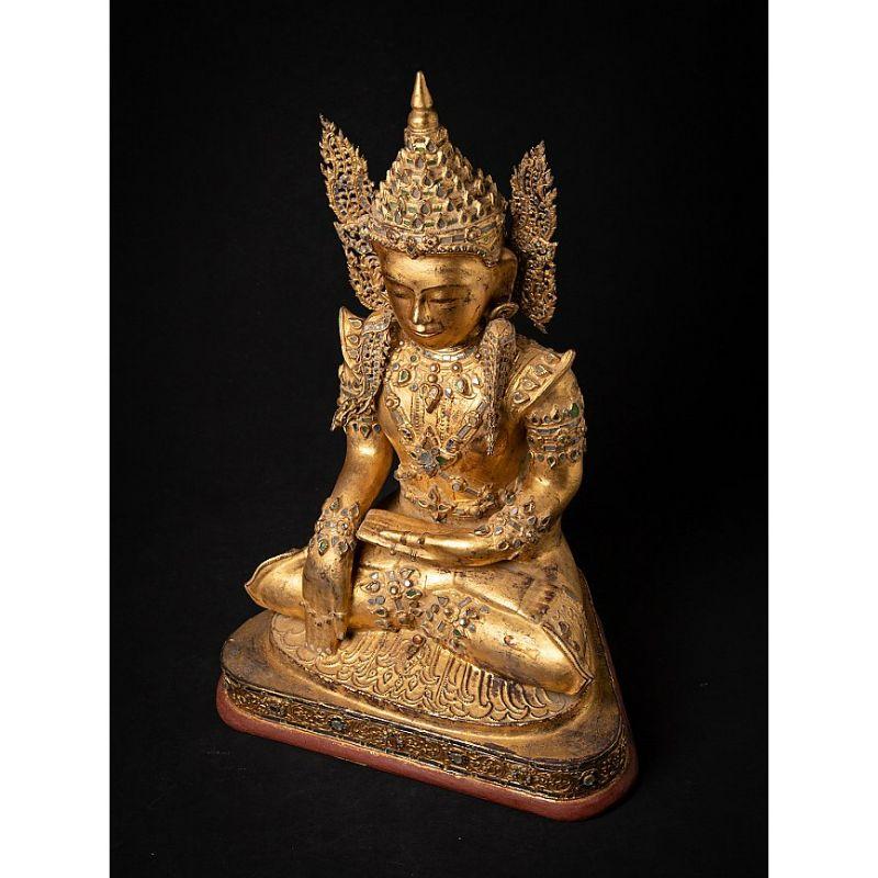 Special Large Antique Crowned Buddha Statue from Burma For Sale 7