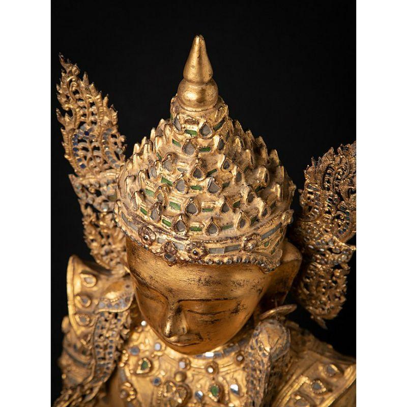 Special Large Antique Crowned Buddha Statue from Burma For Sale 8