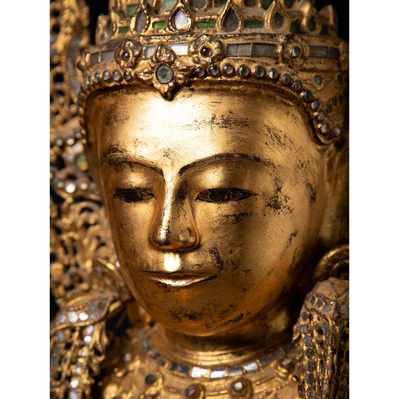 Special Large Antique Crowned Buddha Statue from Burma For Sale 9