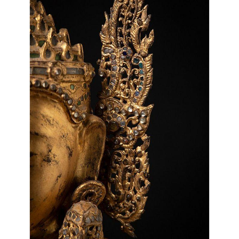 Special Large Antique Crowned Buddha Statue from Burma For Sale 11
