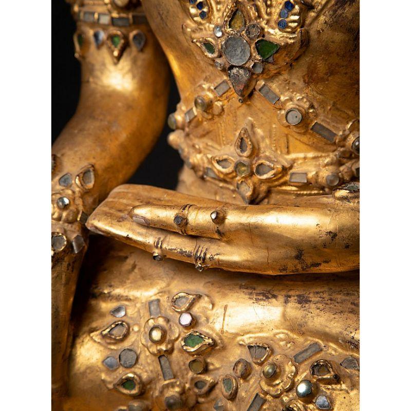 Special Large Antique Crowned Buddha Statue from Burma For Sale 13