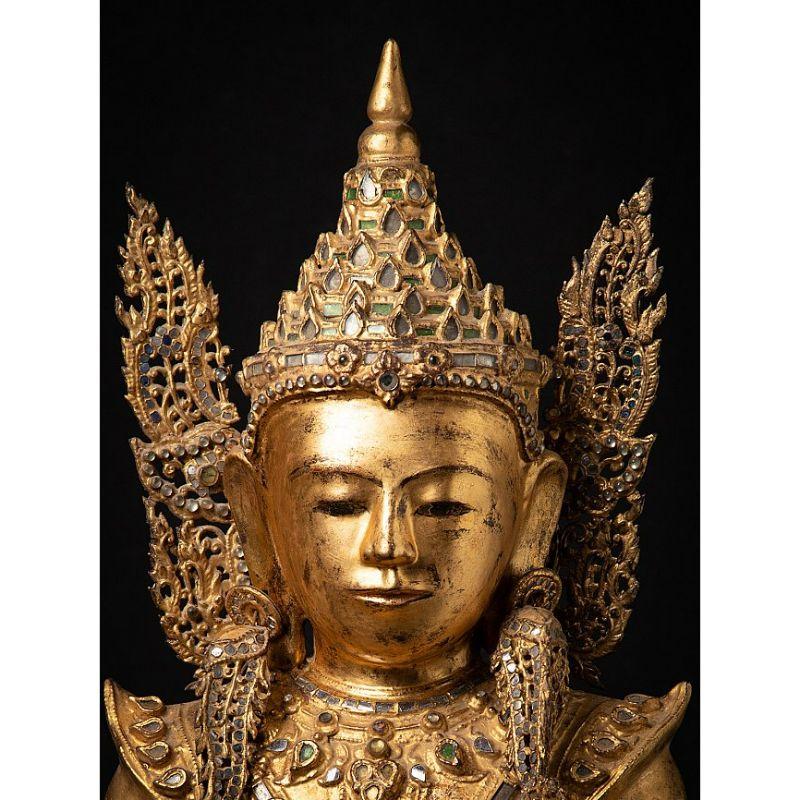 Burmese Special Large Antique Crowned Buddha Statue from Burma For Sale