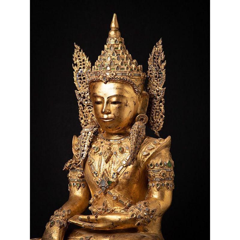 19th Century Special Large Antique Crowned Buddha Statue from Burma For Sale