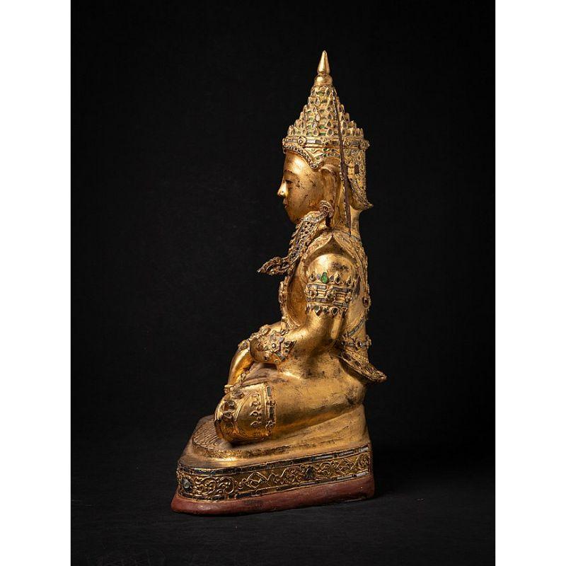 Special Large Antique Crowned Buddha Statue from Burma For Sale 1