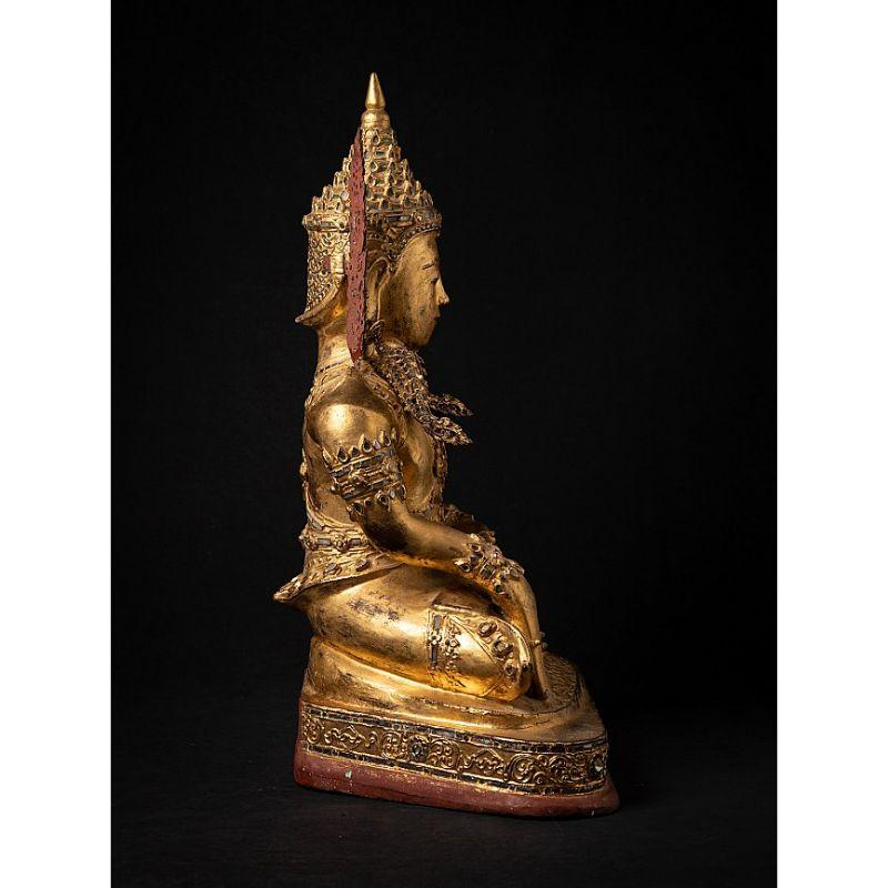 Special Large Antique Crowned Buddha Statue from Burma For Sale 3
