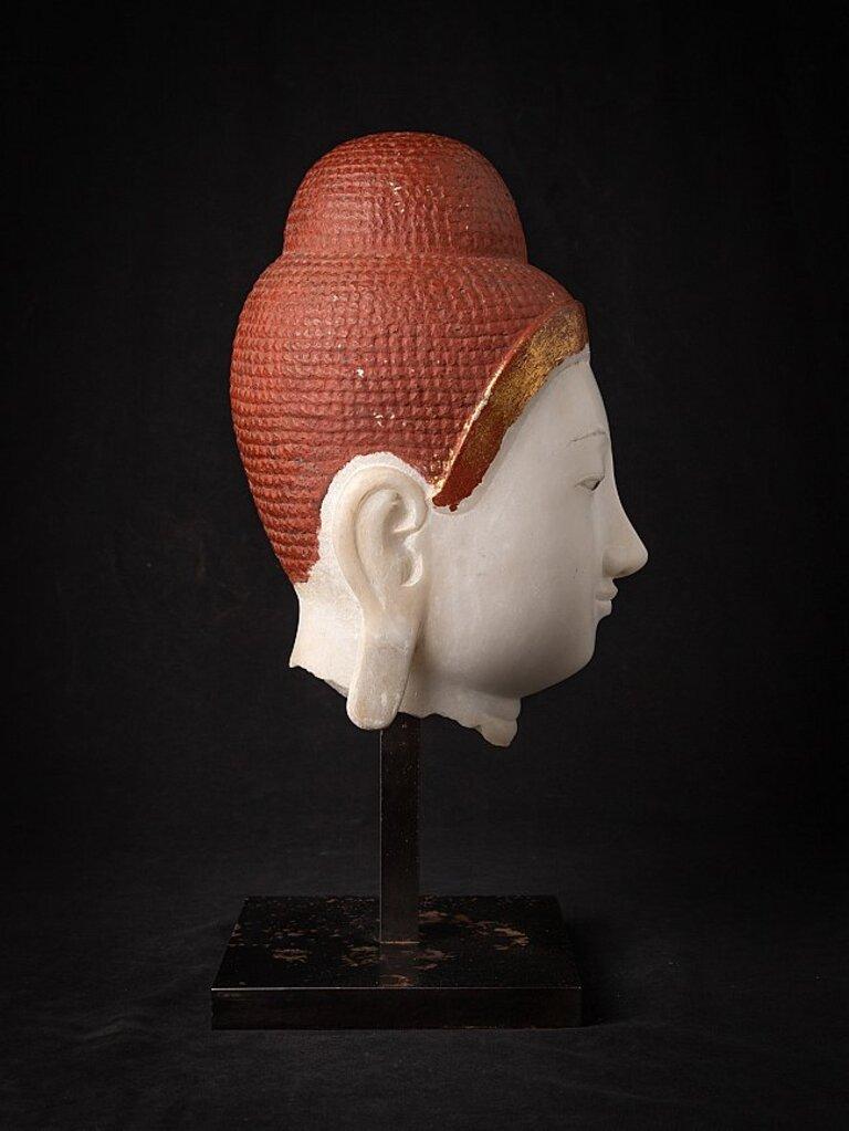 Special Large Antique Marble Buddha Head from Burma For Sale 5