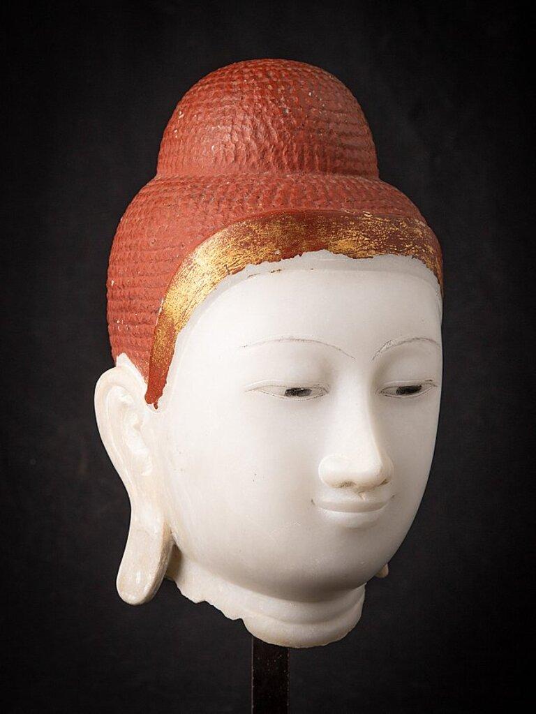 Special Large Antique Marble Buddha Head from Burma For Sale 8