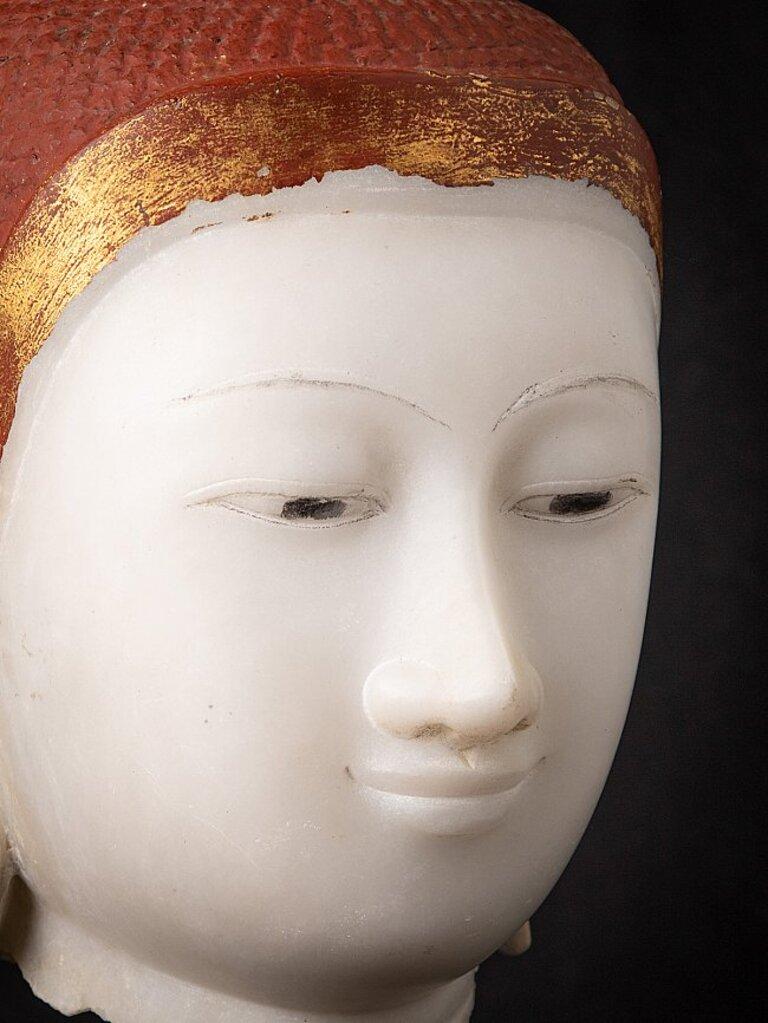 Special Large Antique Marble Buddha Head from Burma For Sale 9