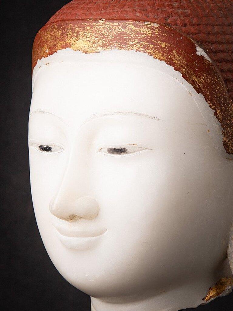 Special Large Antique Marble Buddha Head from Burma For Sale 10