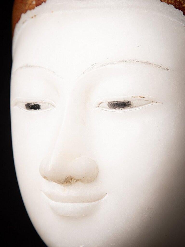 Special Large Antique Marble Buddha Head from Burma For Sale 14