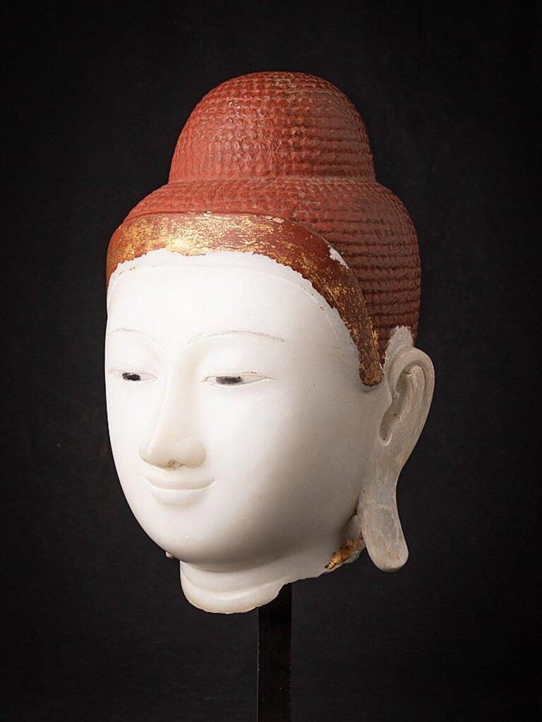 Special Large Antique Marble Buddha Head from Burma For Sale 2