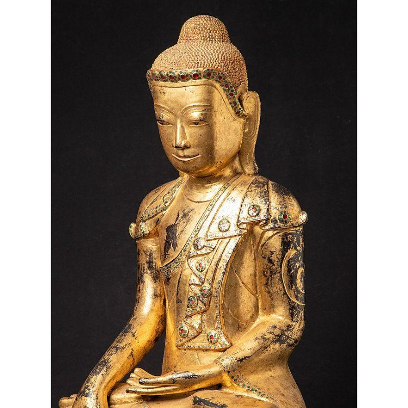 18th Century and Earlier Special Large Antique Shan Buddha Statue from Burma For Sale