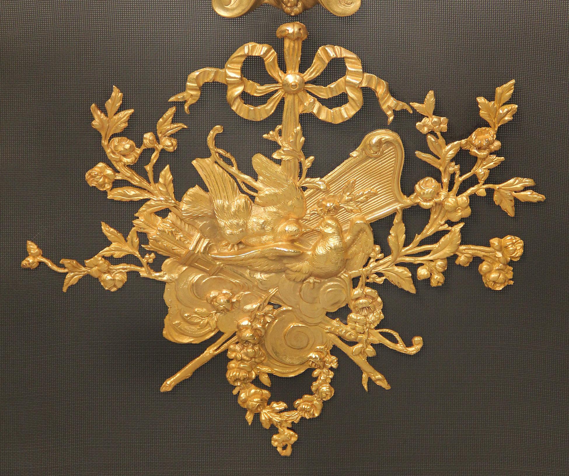 Belle Époque Special Late 19th Century Bronze Firescreen by Maison Bouhon Frères for Linke For Sale