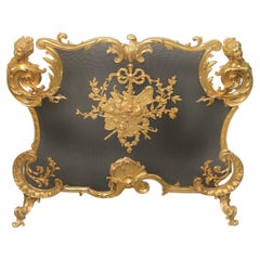 Special Late 19th Century Bronze Firescreen by Maison Bouhon Frères for Linke