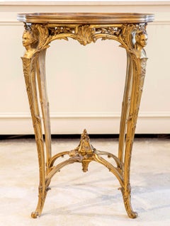 Special Late 19th Century Gilt Bronze Marble Top Side Table By Maison Millet
