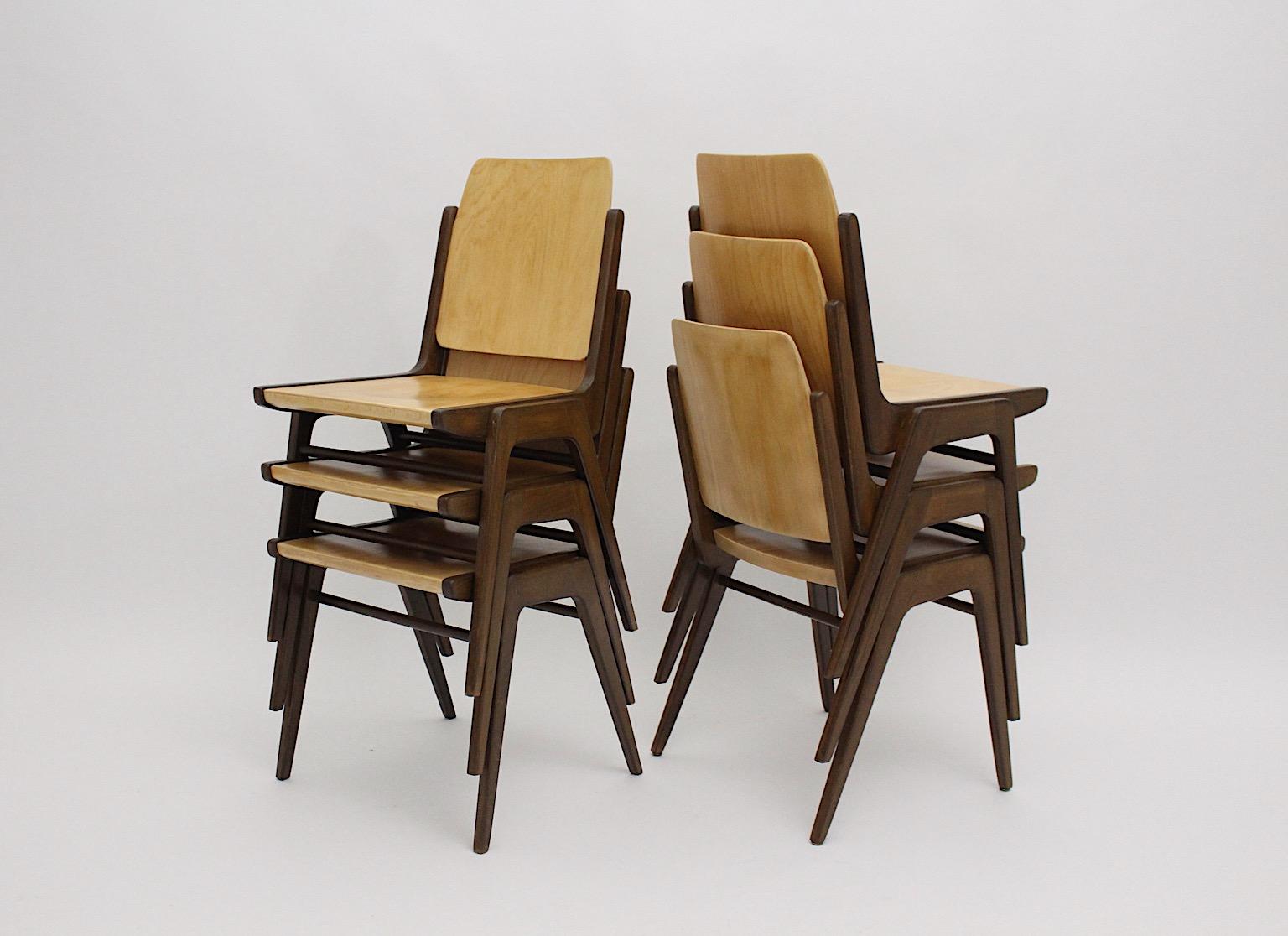 Austrian Special Listing for 10 Dining Chairs Franz Schuster 1950s Vienna
