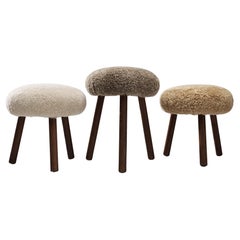 Special Listing For Adrienne - One Custom Swiss Stool In Tan Shearling 