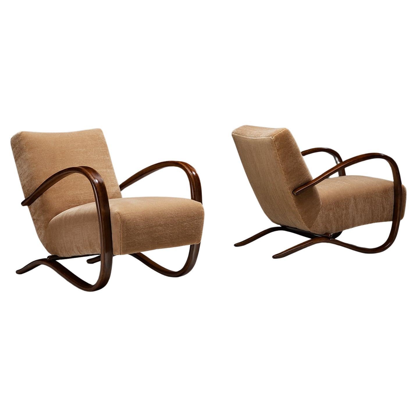 Special listing for C. - 2 x Halabala Lounge Chairs for COM upholstery in vendita