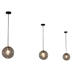 Special Listing For Jamie - 3 x RAAK Amsterdam Pendants with Clear Glass Orbs