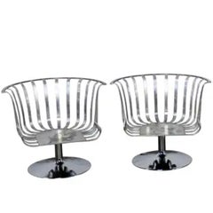 SPECIAL LISTING FOR JEFFERY Pair Russell Woodard Swivel Aluminum Lounge Chairs