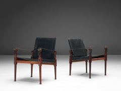 Special listing for K - 2 x Safari Chair in Black Leather Wood Brass