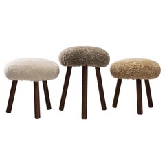 Special listing for L - 2 Swiss Stools reupholstered in shearling