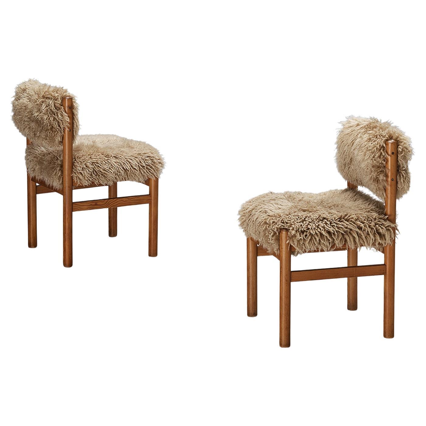 Annonce spéciale pour A&M - ensemble de 6 chaises de salle à manger en pin et peau de mouton