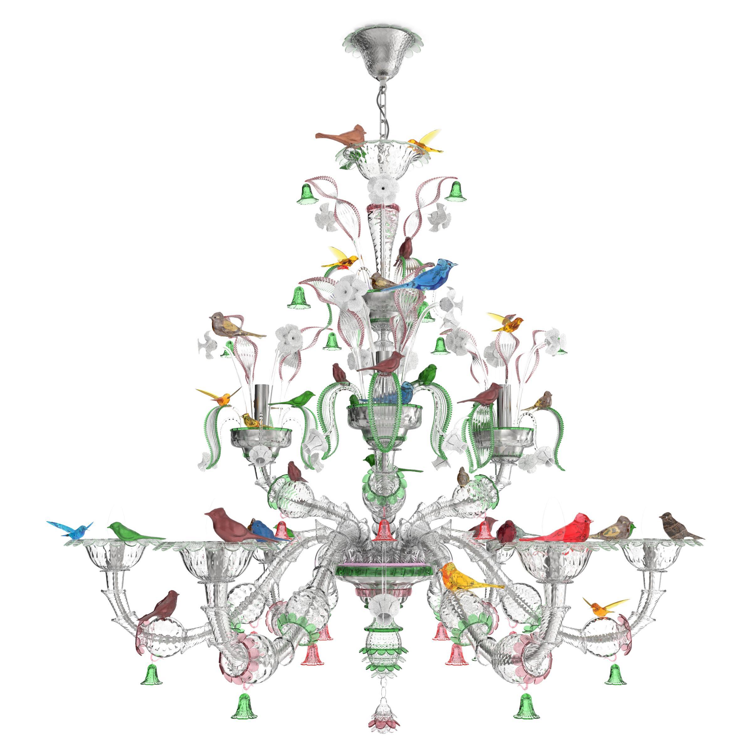 Special listing for one-off artistic Murano chandelier with birds