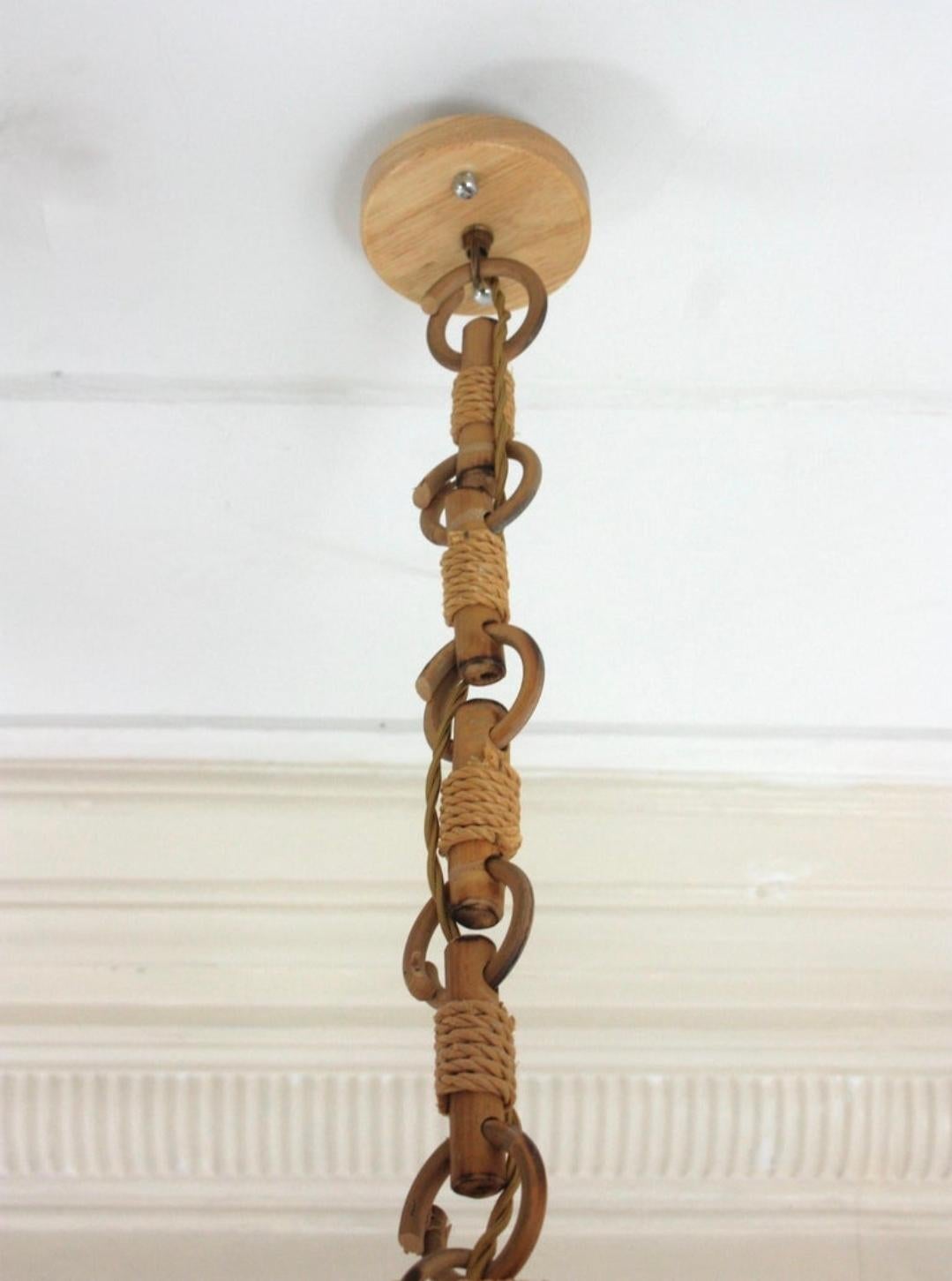 Oferta especial: P: Lámpara colgante de tambor grande de cuerda de ratán, años 60 Caña en venta