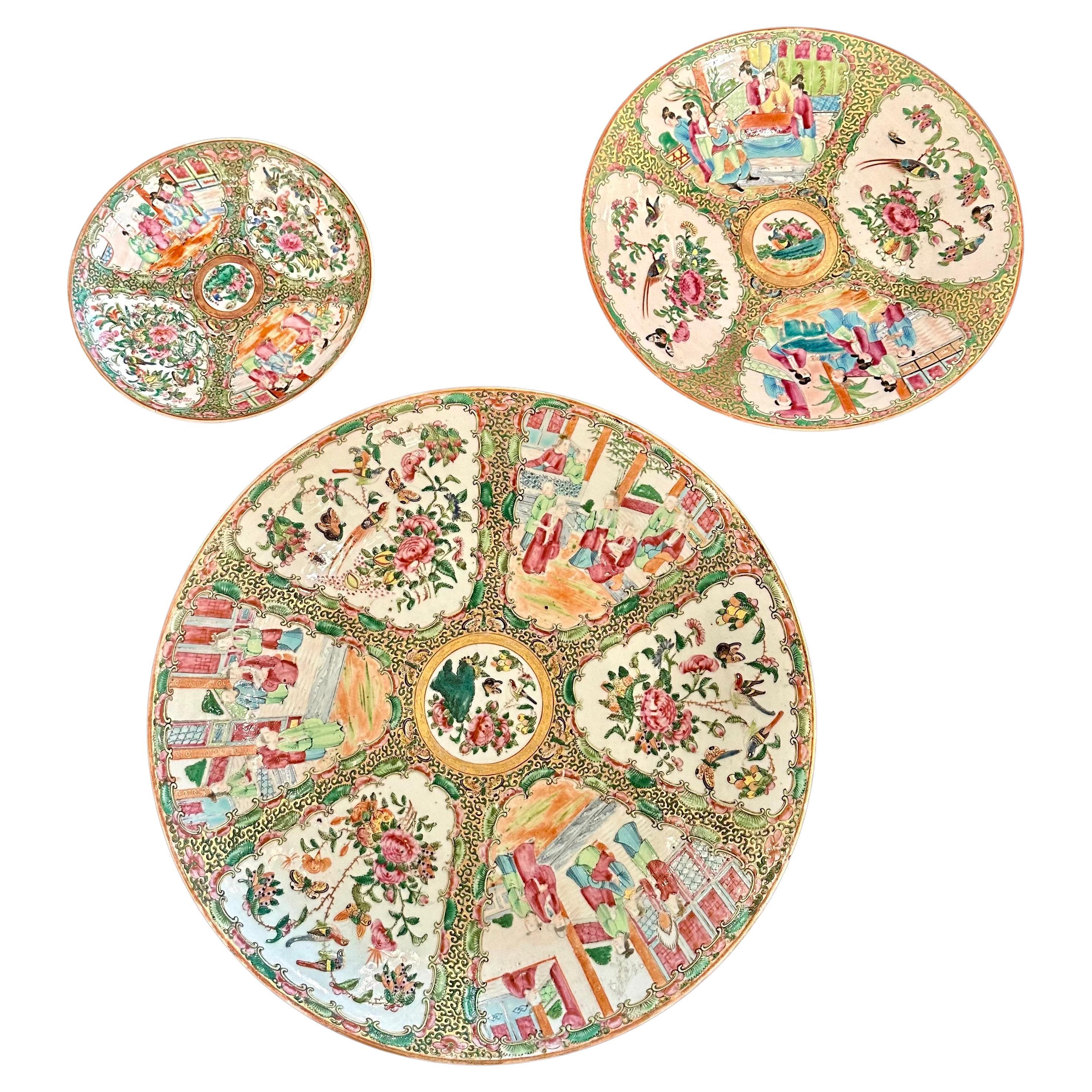 Special Listing for the Purchase of 3 Famille Rose Porcelain Plates at Once. For Sale