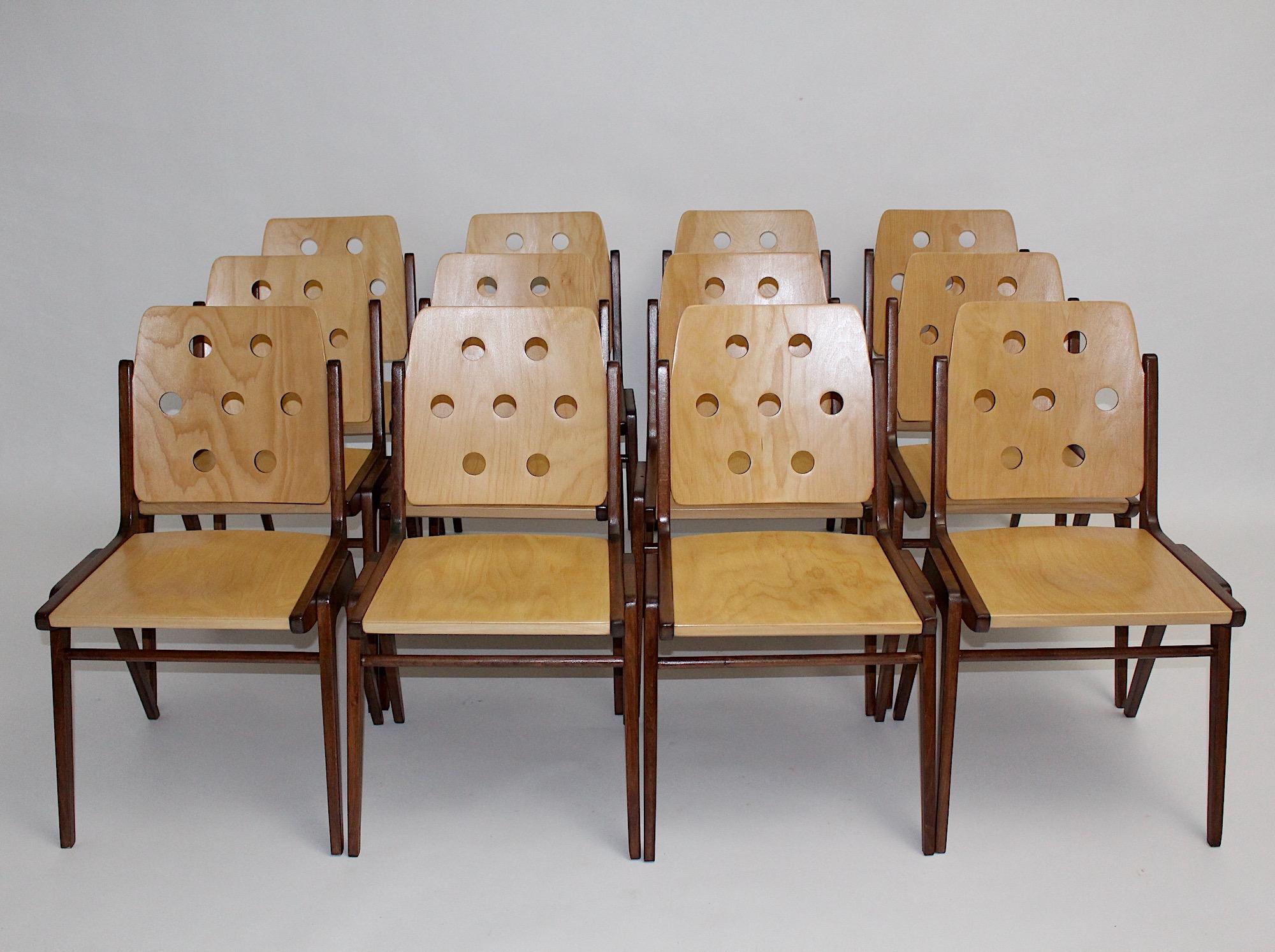 Sonderangebot Mid Century Modern Vintage Sechs Esszimmerstühle Franz Schuster (Moderne der Mitte des Jahrhunderts) im Angebot